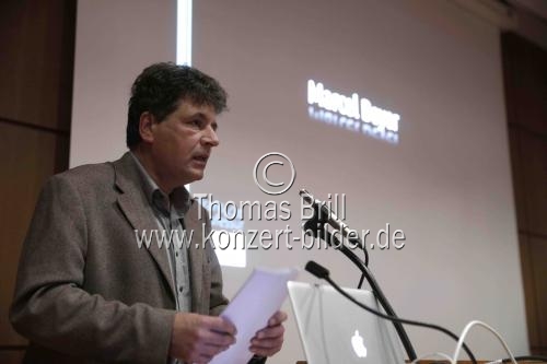 Deutsche Schriftsteller Marcel Beyer gastiert mit einem Poetik-Vortrag über „Die Sprache, die Fremde“ im Senatssaal der Universität zu Köln (&copy; Thomas Brill)