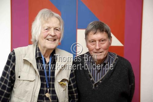 Deutsche Architekten Peter Busmann und Godfrid Haberer im Interview bezüglich der Planungen und Arbeiten an der Kölner Philharmonie und dem Musseum Ludwig Köln vor 50 Jahren im Arnold Overzier-Haus Köln (&copy; Thomas Brill)