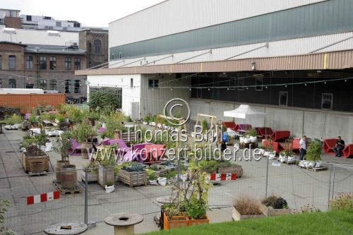 Der Carlsgarten ist ein urbaner Garten auf dem Vorplatz der Interimspielstätte des Schauspielhaus Köln dem Depot im Carlswerk Köln (&copy; Thomas Brill)