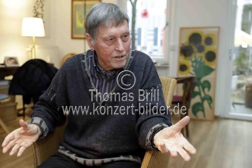 Deutsche Architekten Peter Busmann und Godfrid Haberer im Interview bezüglich der Planungen und Arbeiten an der Kölner Philharmonie und dem Musseum Ludwig Köln vor 50 Jahren im Arnold Overzier-Haus Köln (&copy; Thomas Brill)