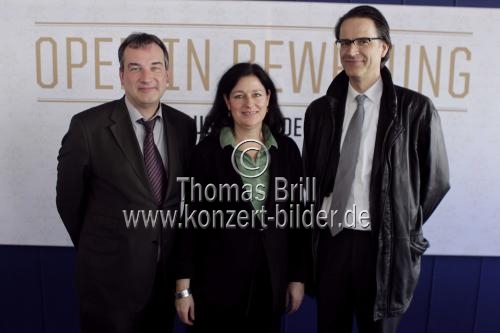 Georg Quander, Uwe Eric Laufenberg, Birgit Meyer und Elena Tzavara bei der Jahrespressekonferenz der Oper Köln im Opernhaus Köln (&copy; Thomas Brill)