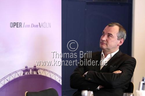 Uwe Eric Laufenberg, Tobias Werner, Birgit Meyer und Elena Tzavara bei der Jahrespressekonferenz der Oper Köln im Opernhaus Köln (&copy; Thomas Brill)