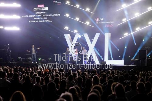 Deutsche Comedian Bastian Bastian Bielendorfer, Felix Lobrecht, Dennis Wolter gastieren bei der 1Live Köln Comedy-Nacht XXL in der Lanxess-Arena Köln (© Thomas Brill)