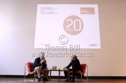 Amerikanische Regisseur David Lynch  im Werkstadtgespräch mit dem Journalisten Andreas Platthaus bei der 20. Cologne Conference im Museum für Angewante Kunst Köln (© Thomas Brill)