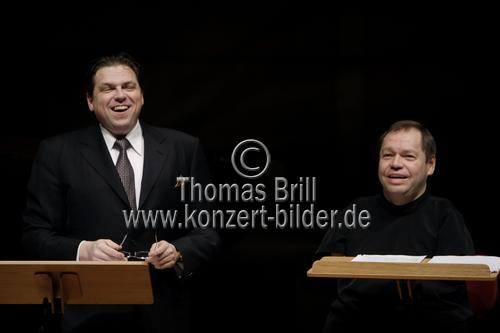 Deutsche Bariton Thomas Quasthoff und der kanadisch-deutsche Tenor Michael Schade gastierten in Begleitung des deutschen Pianisten Justus Zeyen in der Philharmonie Köln (&copy; Thomas Brill)
