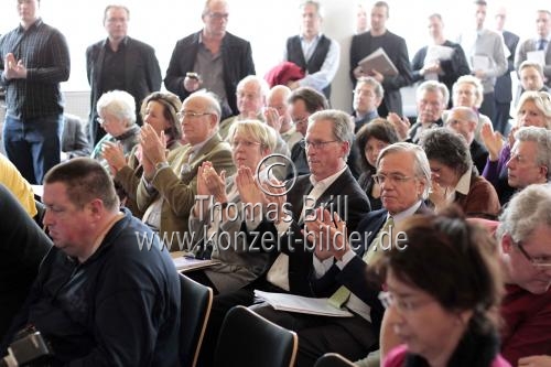 Uwe Eric Laufenberg, Tobias Werner, Birgit Meyer und Elena Tzavara bei der Jahrespressekonferenz der Oper Köln im Opernhaus Köln (&copy; Thomas Brill)