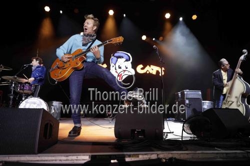Amerikanische Rockabilly-Band Stray Cats gastieren auf ihrer 
