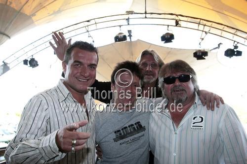 Tommy Engel, Linus, Purple Schulz und Jürgen Fritz bei der Pressekonferenz Abschluss der Open Air Saison 2009 des Tanzbrunnen Köln im Theater in den Rheinterassen Köln (© Thomas Brill)