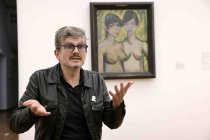 Französische Comiczeichner Rénald Luzier alias "Luz" im Interview bezüglich seine Zeichnungen für das Museum Ludwig im Museum Ludwig Köln (© Thomas Brill)