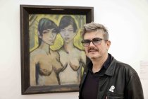 Französische Comiczeichner Rénald Luzier alias "Luz" im Interview bezüglich seine Zeichnungen für das Museum Ludwig im Museum Ludwig Köln (© Thomas Brill)