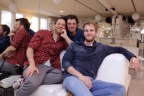 Deutsche Indie-Rock-Band Sportfreunde Stiller im Interview über ihr neues Album "New York, Rio, Rosenheim", das am 24. Mai 2013 veröffentlicht wird im Hallmackenreuther Köln (&copy; Thomas Brill)